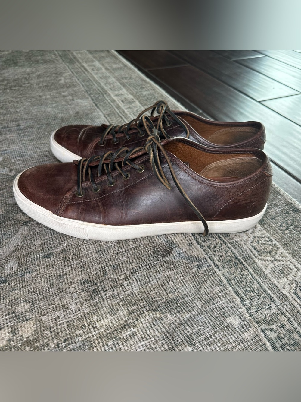 Frye Sneakers Mens Size 12 Leather Brown Brett Distressed Low Top Sneakers
